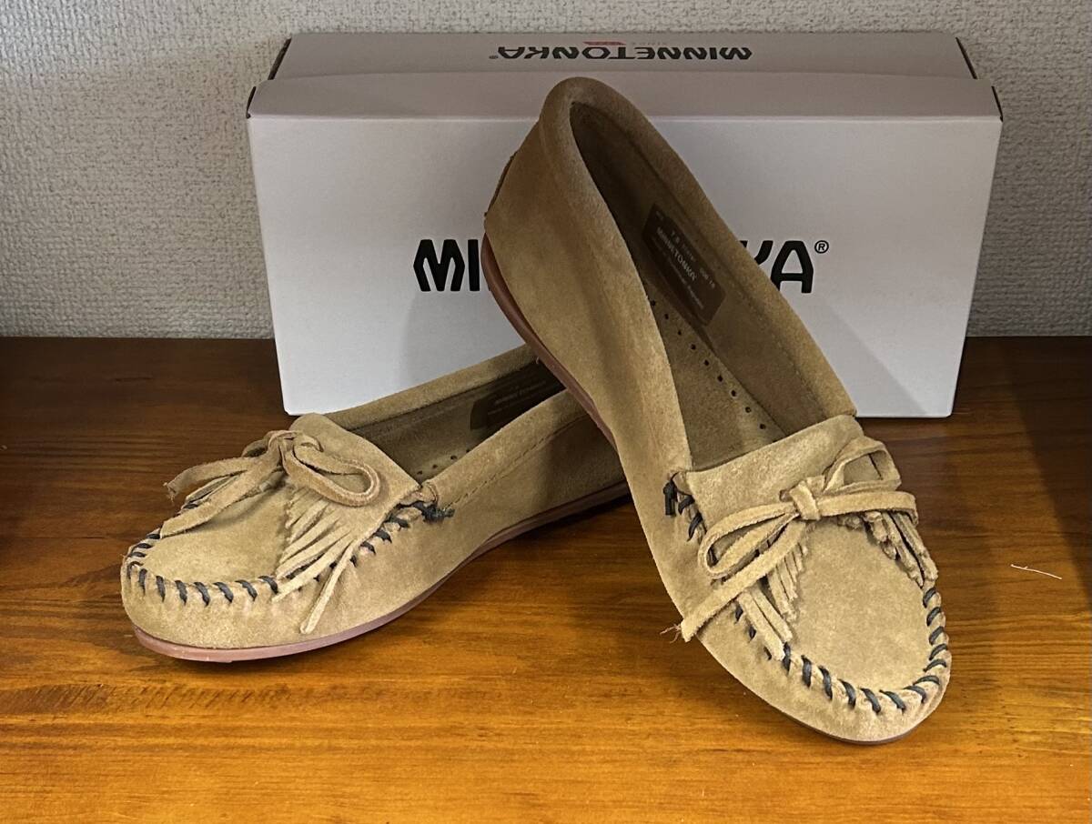 新品☆ミネトンカの高級スエード本革製のモカシン☆濃茶☆US6.5☆23.5㎝拍卖
