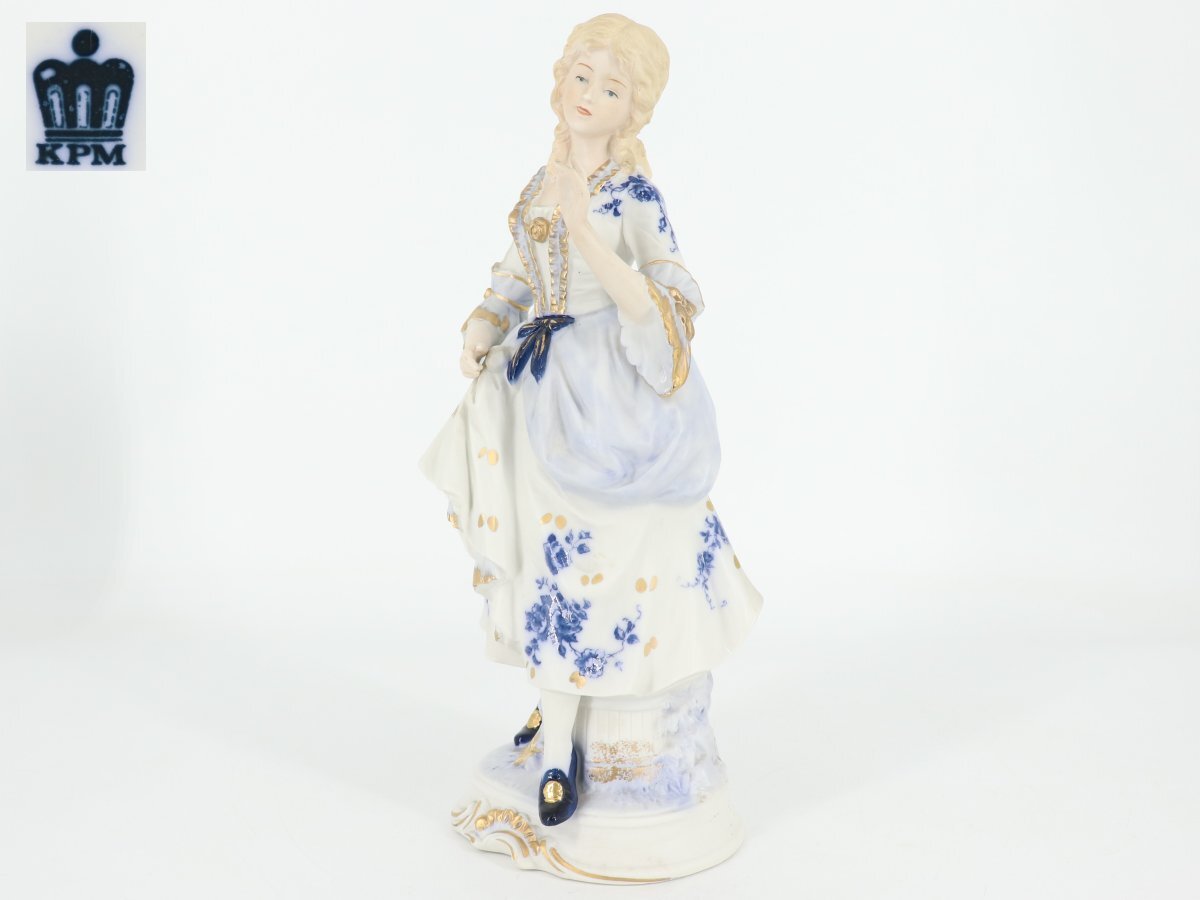 【蔵】ベルリン王立磁器製陶所 KPM 貴婦人 人形 陶器人形 西洋アンティーク 置物 H-Y2039A拍卖
