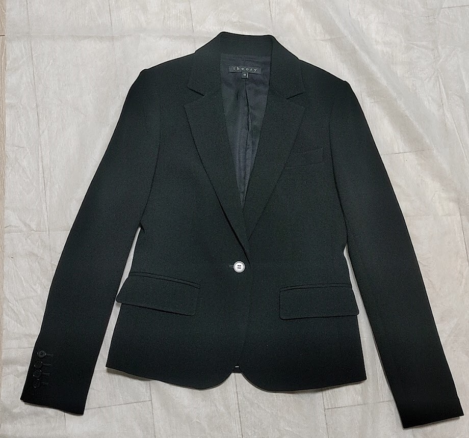美品 Theory セオリー レディース 長袖 ジャケット サイズ00 5号 XS 黒 日本製拍卖