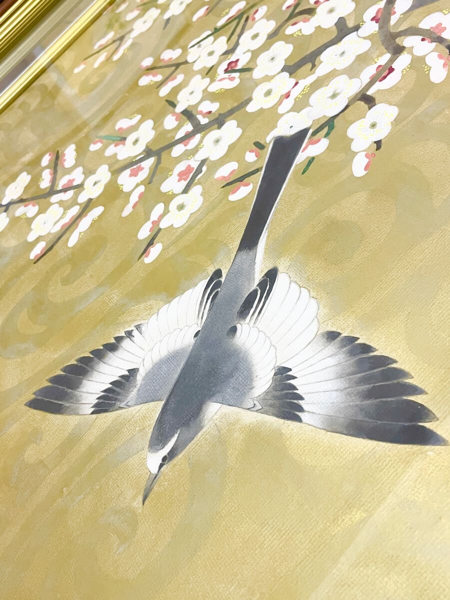 即決!模写 関口正男/春梅鳥図 額絵(検索=仏画 仏像 華岳 波光 省亭 桜谷 古邨 雪岱 新版画 契月 是真 暁斎 狩野派 琳派 北斎 大観 栖鳳)拍卖