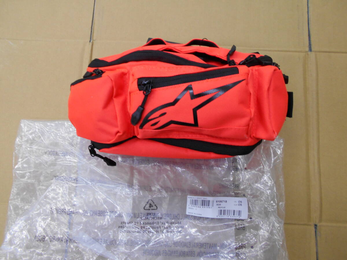 未使用 アルパインスターズ KANGA V2 ウエストバッグ RED FLUO 容量可変 レッドオレンジ色 10 BK カンガV2 alpinestars拍卖