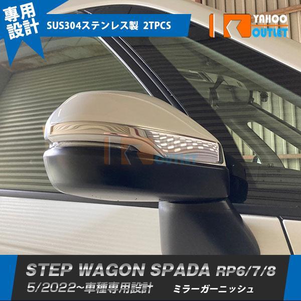 【5873】ホンダ 新型 ステップワゴン スパーダ RP系 RP6 RP7 RP8 2022年5月~ サイド ドアミラーガーニッシュ ステンレス製拍卖
