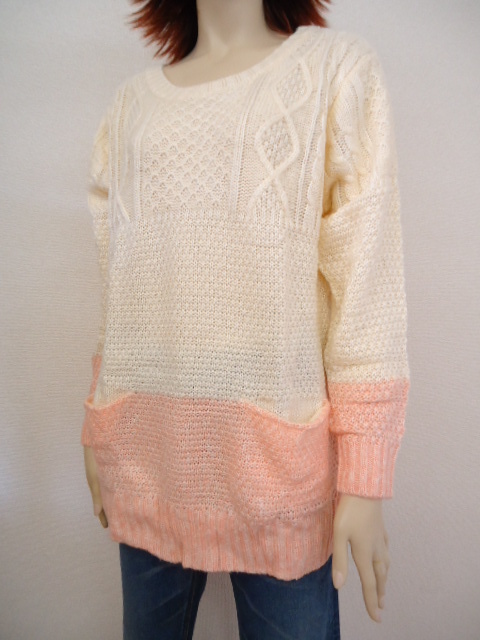 【KCM】2nt2-7350170402-03■新品■オリーブ デ オリーブ 【ANOTHER BRANCH/アナザーブランチ】編み地切替配色BIGニットプルオーバー拍卖