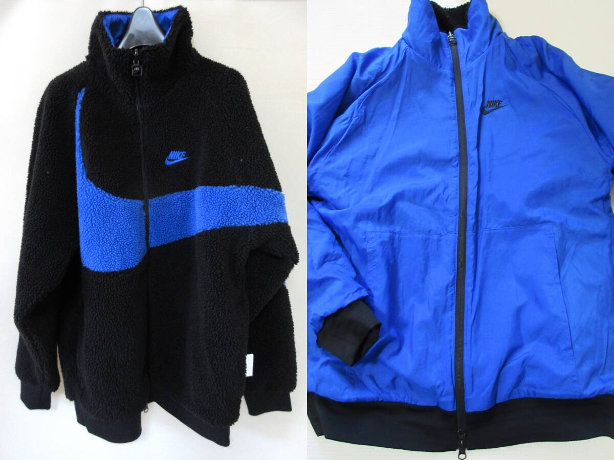 NIKE ナイキ ビッグスウォッシュ リバーシブル ボア ジャケット S 黒 ブルー(B104)拍卖