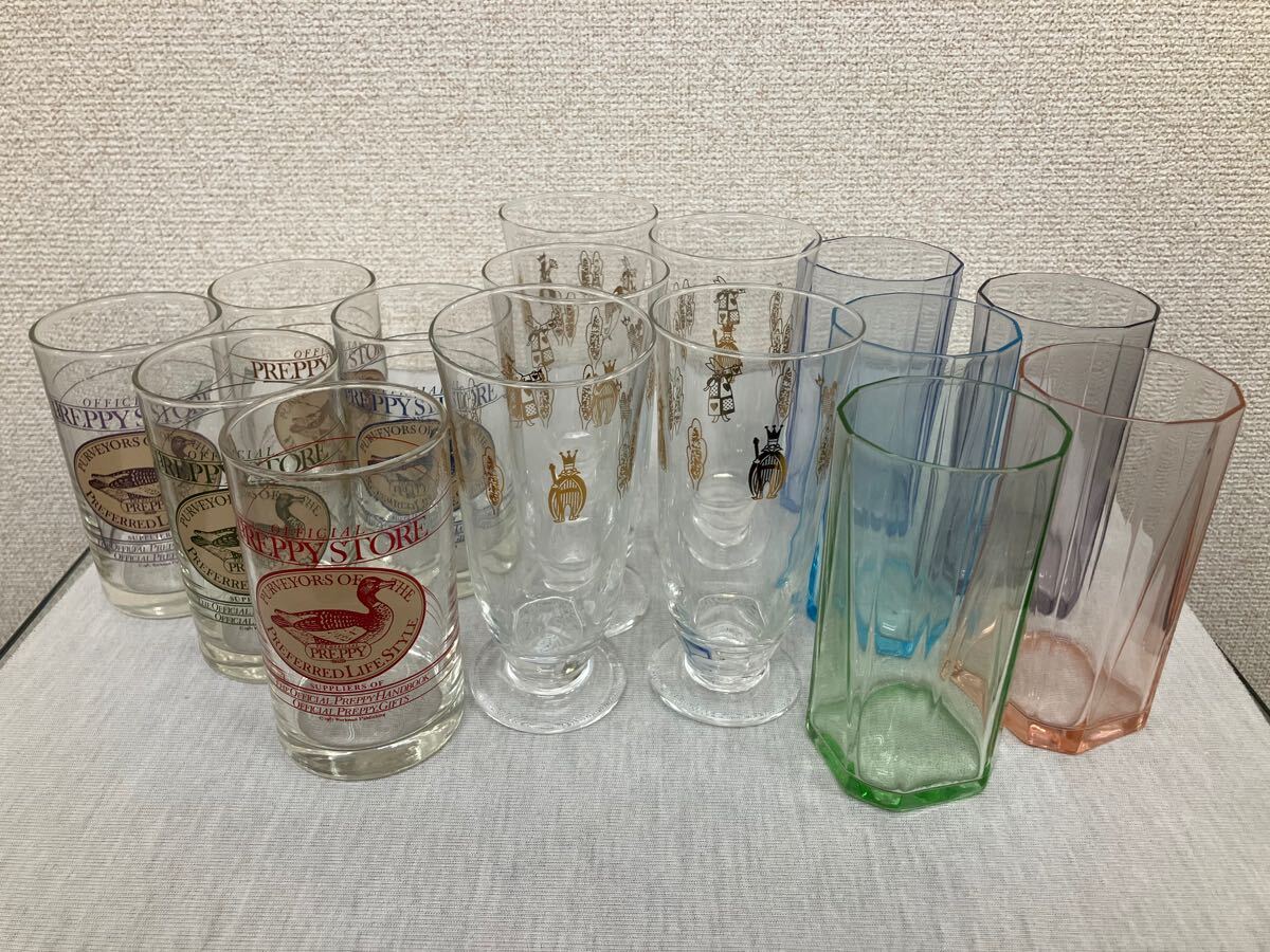 j11d144 グラスまとめ  昭和レトロ コップ ビアグラス カモ柄 5客セット パーティー拍卖