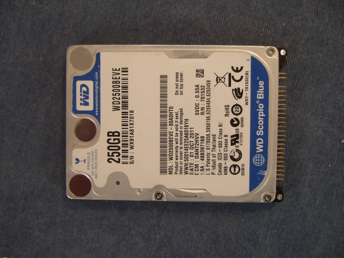希少 2.5インチ IDE HDD 250GB WD製 WD2500BEVE ノート用拍卖