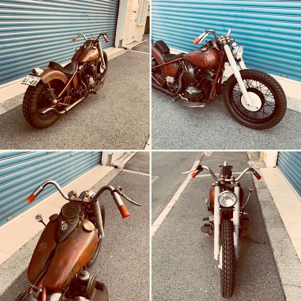 NEW フランダース スタイル #12 ナロー レーサー ハンドル ナックル パン ショベル WR WL ビンテージ スチール仕上 カスタムベース拍卖