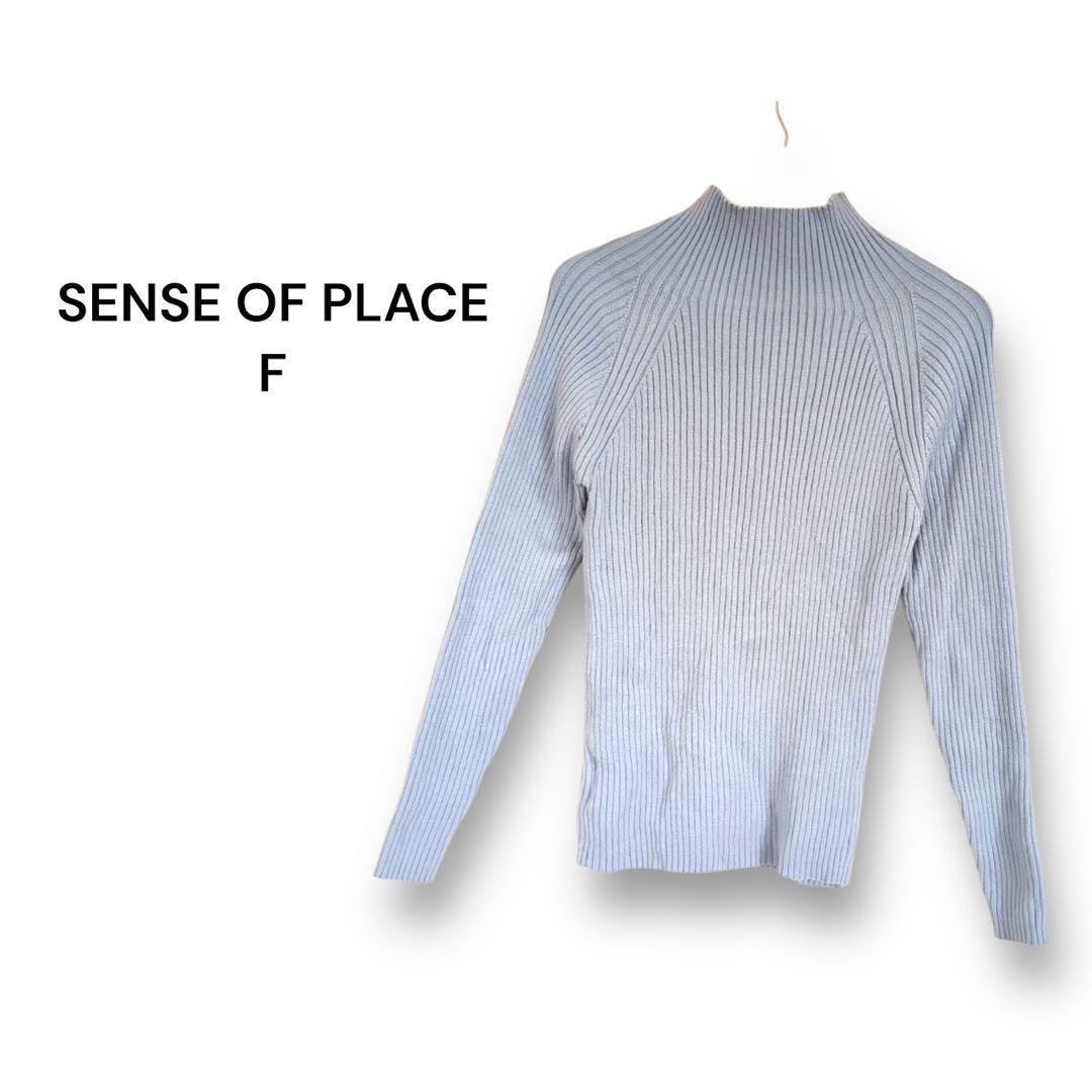 センスオブプレイスアーバンリサーチ ストレッチリブハイネックセーター【F】ブルー拍卖