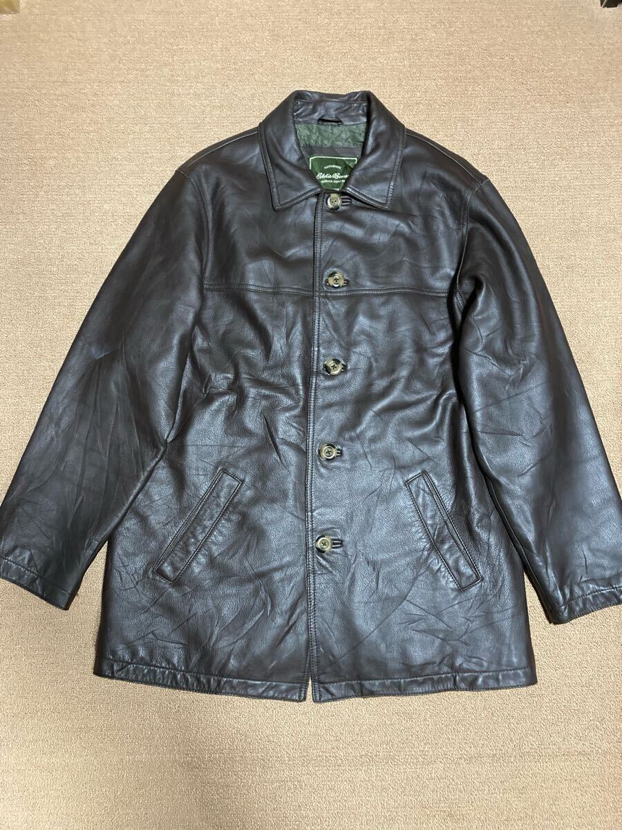 エディーバウアー レザー カーコート L ブラウン 茶 Eddie Bauer ビンテージ レザージャケット拍卖