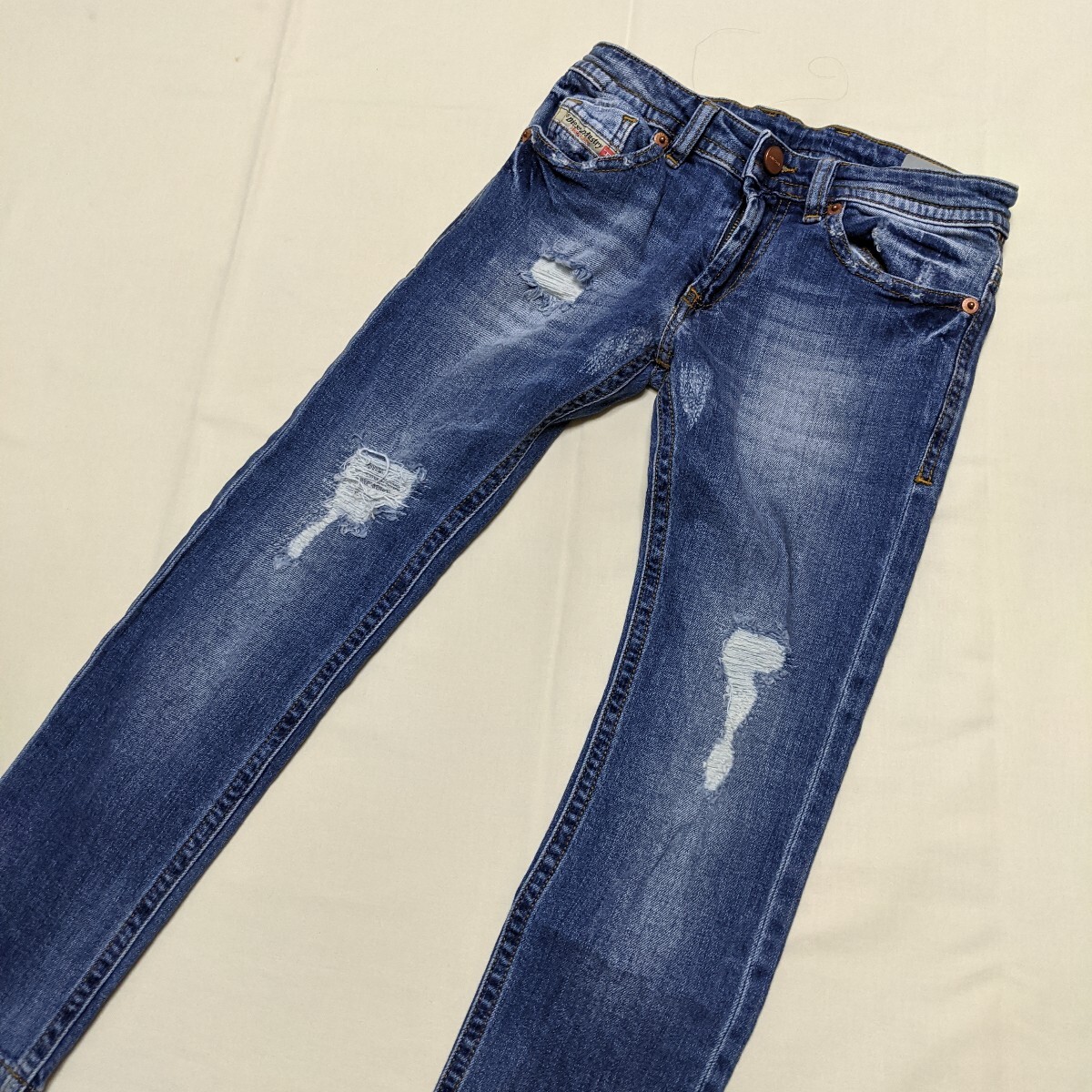 ☆WM4 DIESEL ディーゼル 6y 120 男の子 男子 デニム パンツ ジーパン ブルー ダメージ ストレッチ拍卖