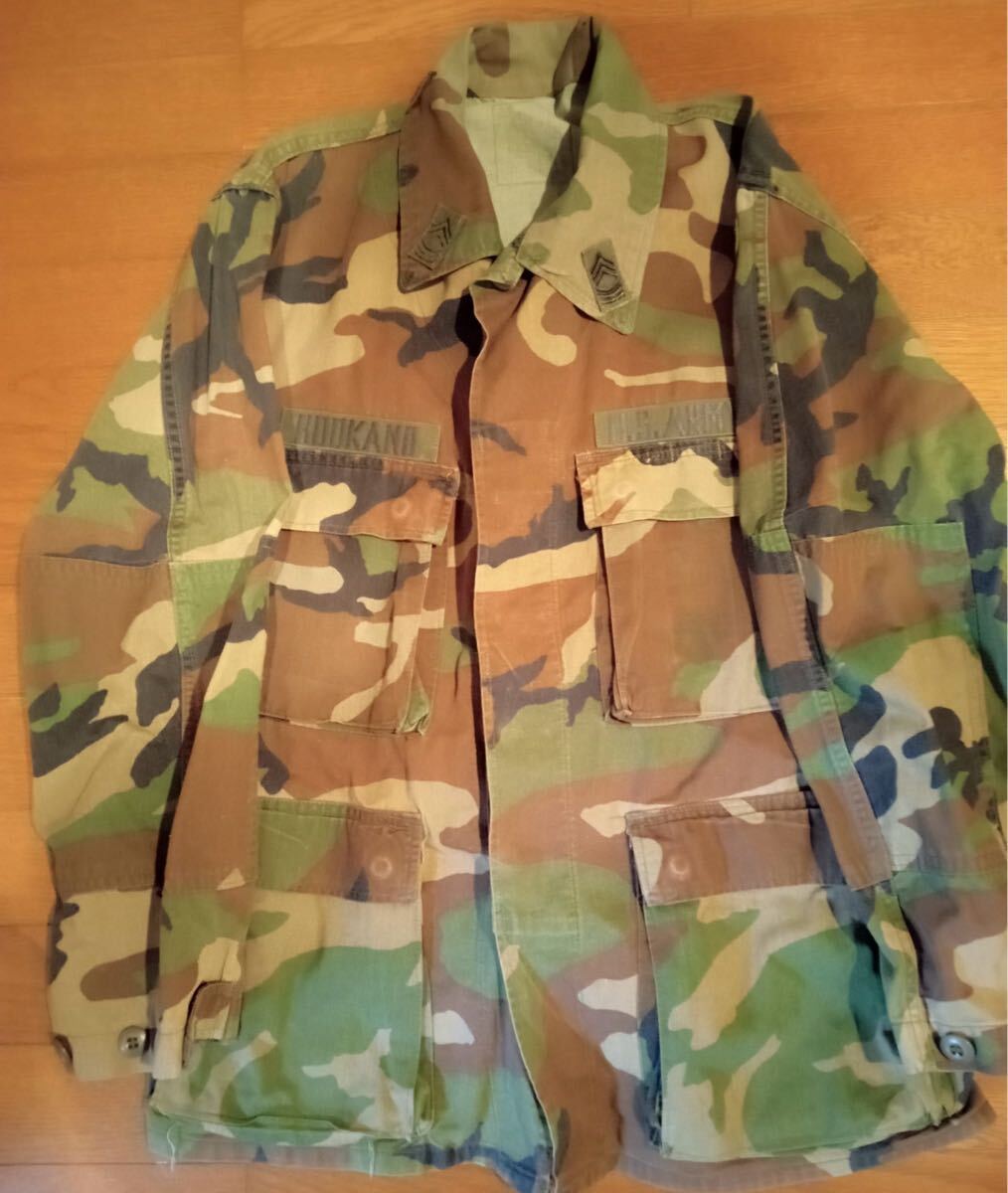 軍モノ 迷彩シャツジャケット M相当 ウッドランドカモ拍卖