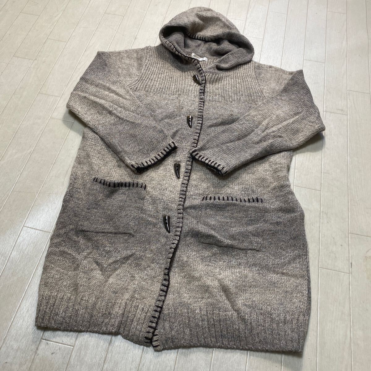 4081☆ KUMIKYOKU クミキョク トップス ニット ガウン ロングカーディガン レディース 7 ベージュ拍卖