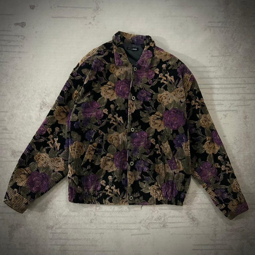 美品 90's 希少 ボタニカル柄 コーデュロイJKT 短丈拍卖