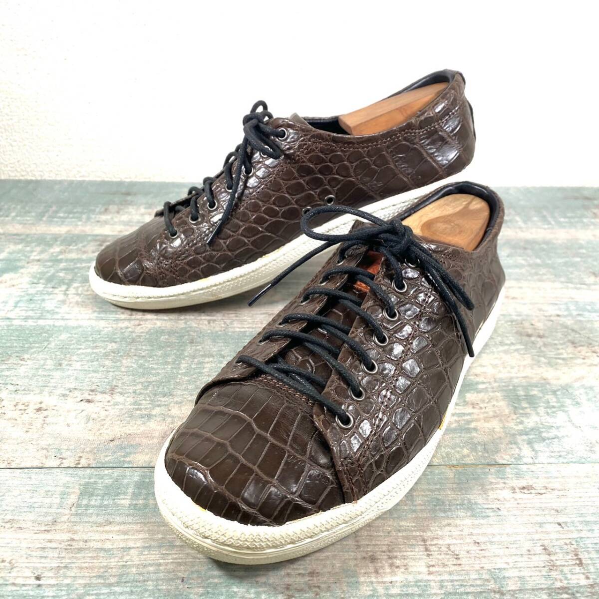 超美品 クロコダイル本革 ワニ革 一生物 スニーカー 40拍卖