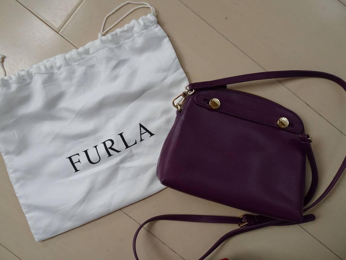 ★FURLA フルラ★PIPER パイパー ミニ クロスボディ ショルダーバッグ 紫 パープル 保存袋付き 美品!!拍卖