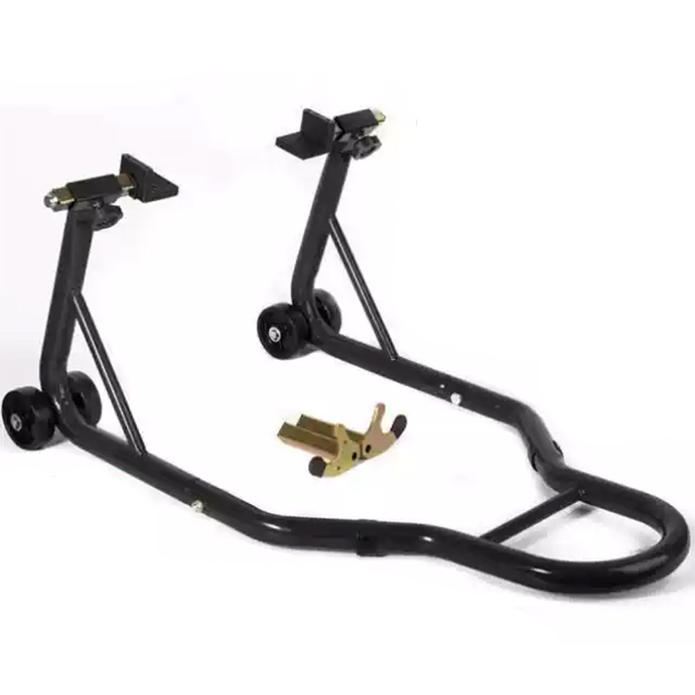 バイク汎用スタンド メンテナンススタンド 後輪用 ブラック 耐久性抜群 最大耐荷重340kg 幅調整可能 キャスター付き L型&U型2種類付き拍卖