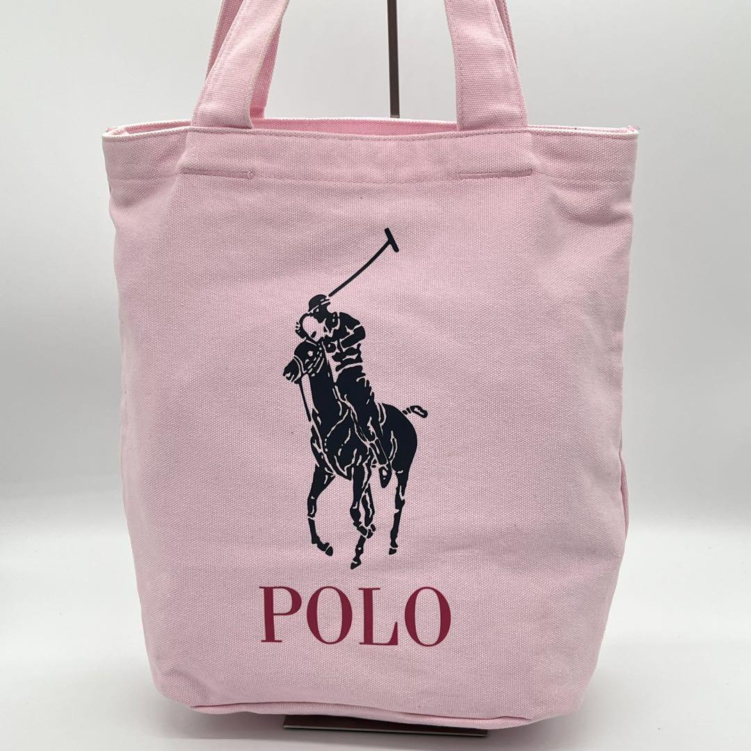 【良品】Polo RalphLauren ポロラルフローレン ハンドバッグ トートバッグ 肩掛け ビンテージ キャンバス レディース ピンク BG681018F拍卖