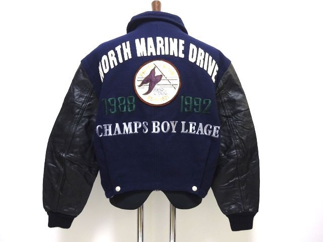 NORTH MARINE DRIVE 80s-90s vintage original VARSITY JACKET / ノースマリンドライブ 45R スタジャン 袖レザー アーカイブ 日本製 メンズ拍卖