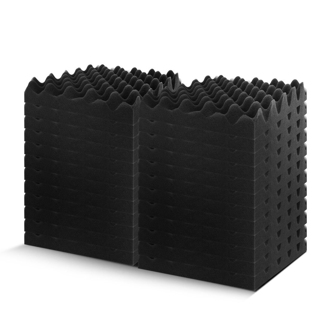 吸音材 防音シート 壁 波型 25*25*5cm 24枚 防音材 壁 吸音シート 緩衝材 ウレタンフォーム ブラック拍卖