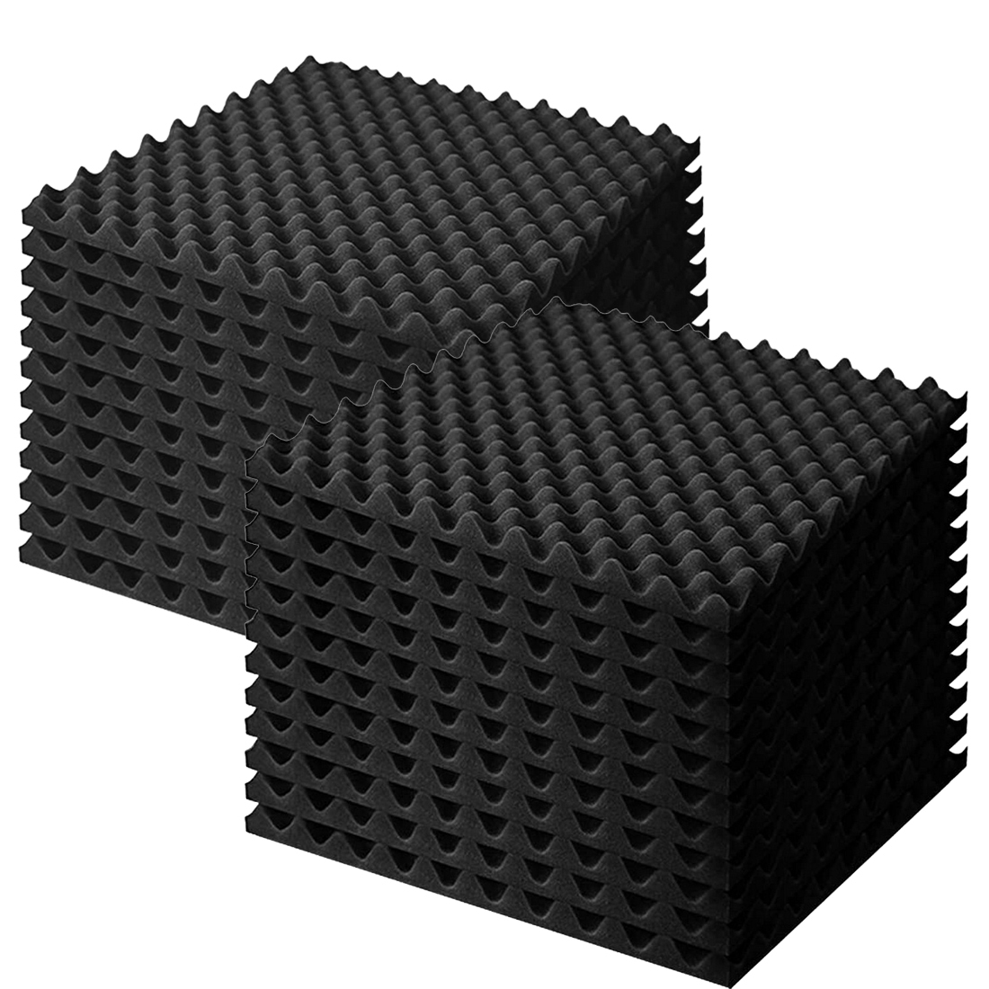 吸音材 防音シート 壁 波型 50x50cm 厚み4cm 24枚 防音材 壁 吸音シート 緩衝材 ウレタンフォーム スポンジ 高密 ブラック拍卖