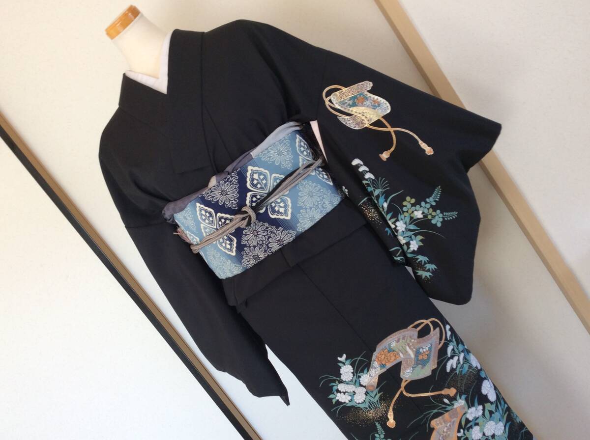 大幅値下げ♪即決 超希少 美品 和あらいや付け下げ訪問着セパレート着物二重太鼓作り帯佐賀錦バッグ草履 帯揚げ帯締め6点セット 拍卖