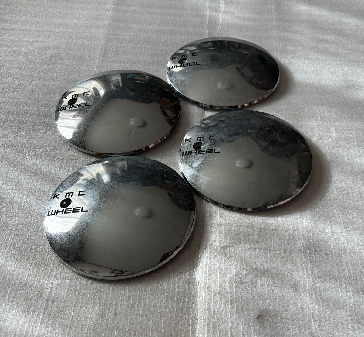 【250】KMC WHEEL センターキャップ プラスチック製 メッキ4枚拍卖