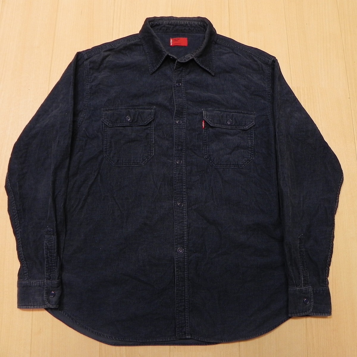 00s オールド Levi's Red Tab リーバイス レッドタブ コーデュロイシャツ L ワークシャツ 紺 ネイビー 古着 ★d拍卖