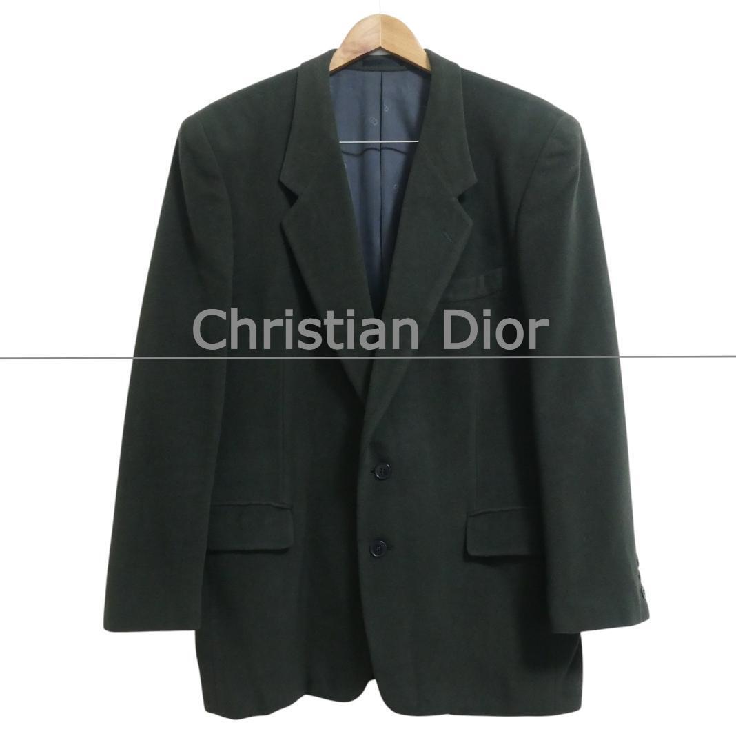 美品 Christian Dior Monsieur クリスチャンディオール サイズL ウール シングル 2B テーラードジャケット カーキ グリーン系拍卖