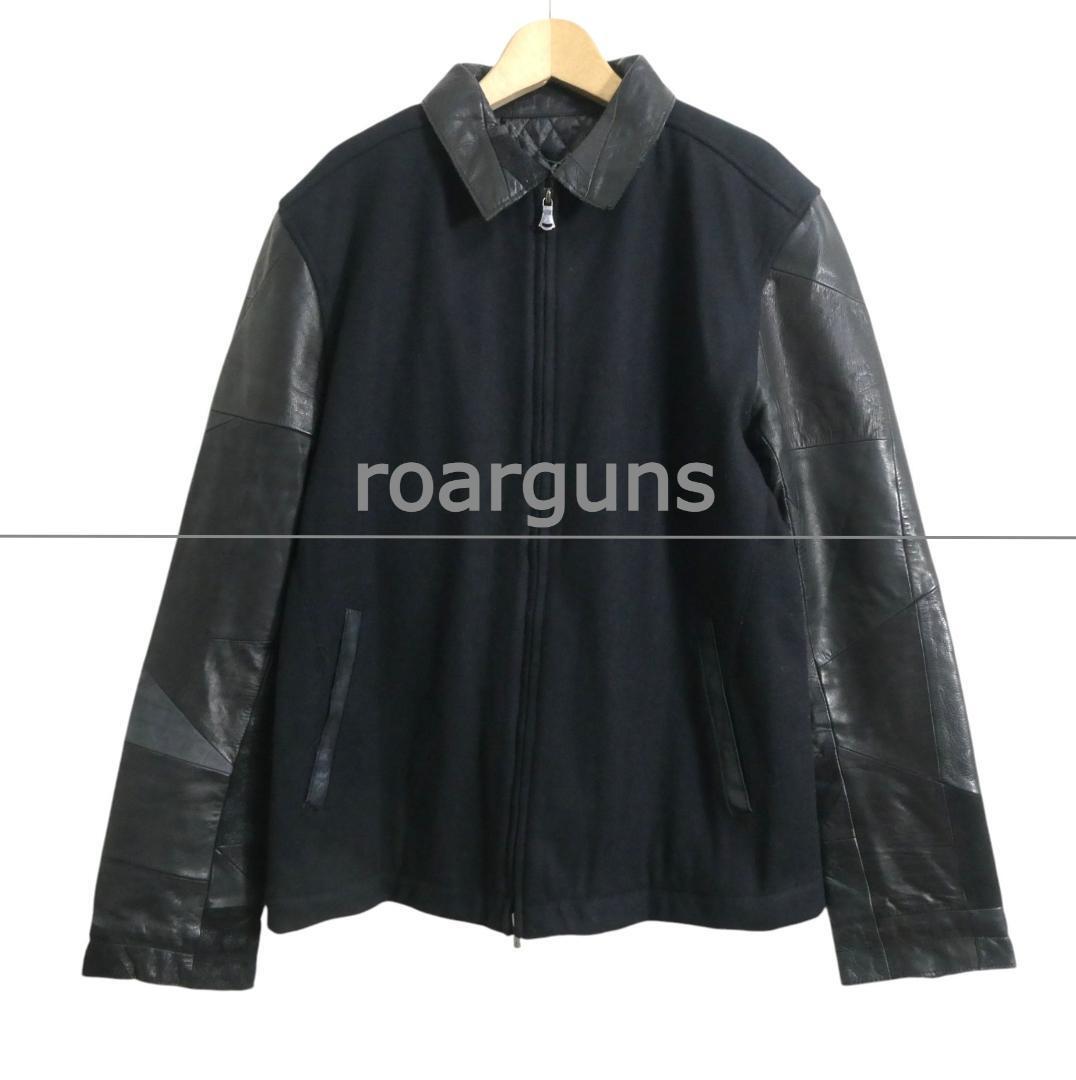 美品 roarguns ロアーガンズ サイズ3 カシミヤ混 スワロフスキー クロスガン スタッズ 裏地キルティング スタジャン ブルゾン 黒 ブラック拍卖