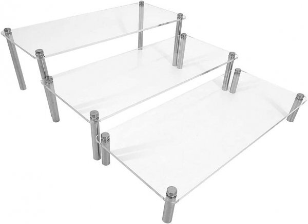 【B0280】- ディスプレイスタンド アクリルステージ 分離型 高さの異なる 展示台 3段セット アクセサリー 化粧品 商品陳列拍卖