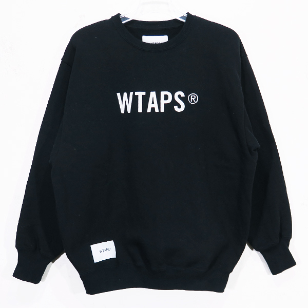 WTAPS ダブルタップス 24SS SIGN/SWEATER/COTTON.TSSC サイン スウェット コットン トップス クルーネック トレーナー ブラック 01(S) Janz拍卖