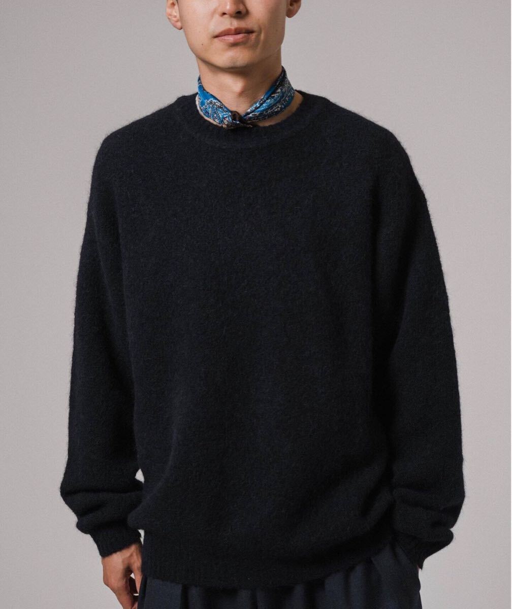 【新品】EDIFICE スリアルパカミックス クルーネックニット ブラック L セーター 長袖ニット拍卖