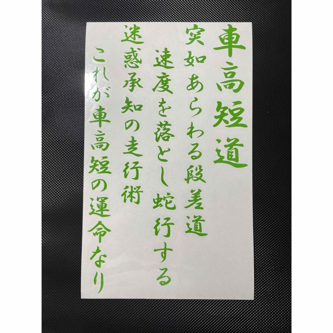 車高短道 詩 文字 カッティングステッカー 転写シール ライムグリーン拍卖