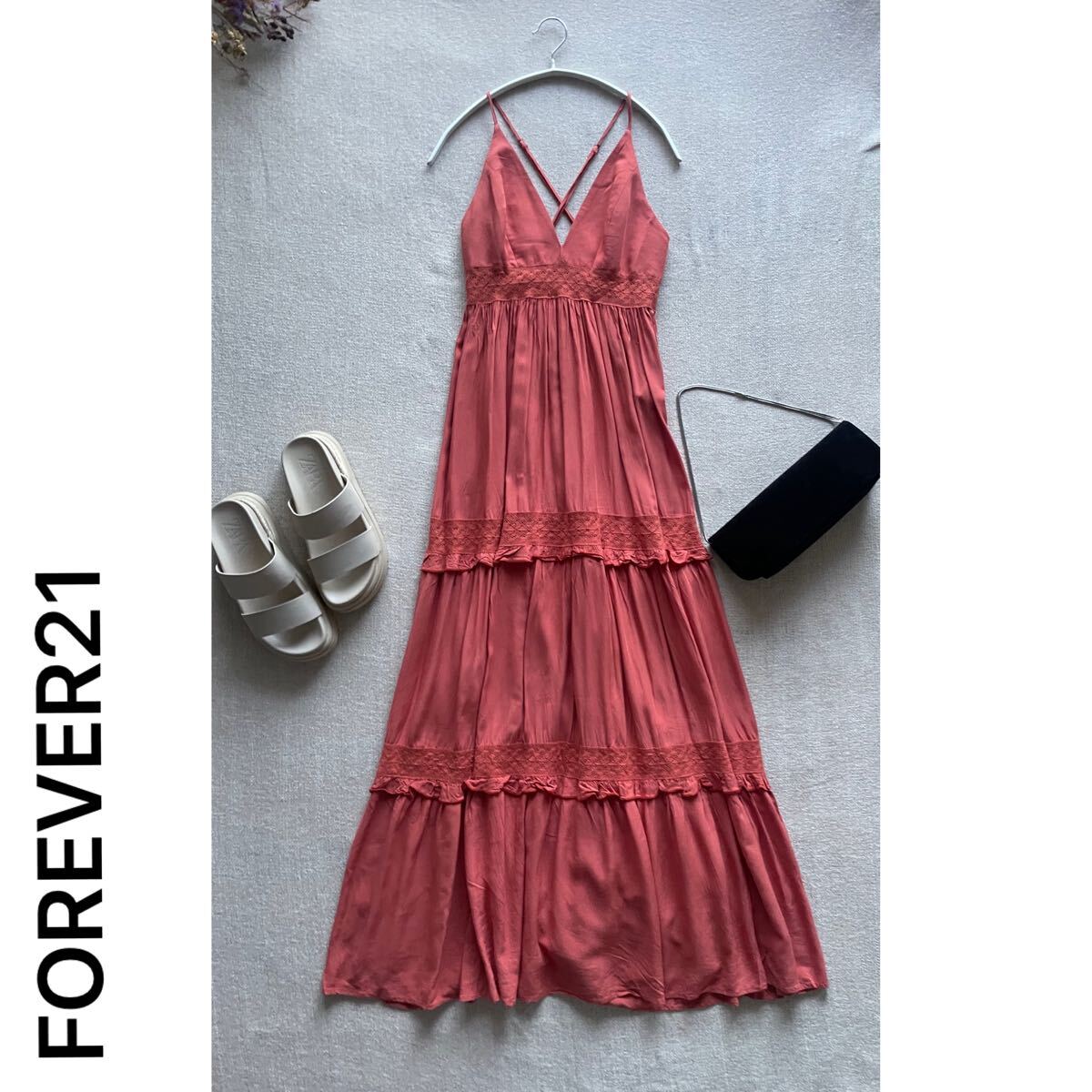 FOREVER21 ロングワンピース ドレス ノースリーブ キャミソール ワンピ マキシ リゾート フォーエバー21 レディースSサイズ スカート拍卖