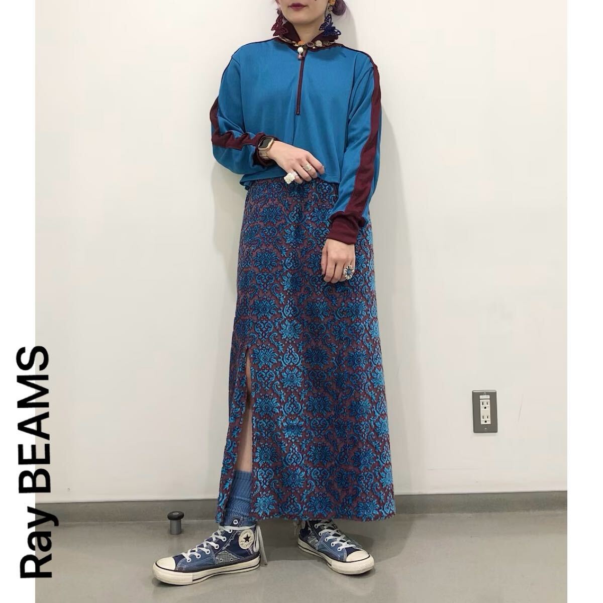 BEAMS パイルジャカードロングタイトスカート スリット ボトムス レイビームス サイズ0 ロングスカート マキシスカート 美品拍卖