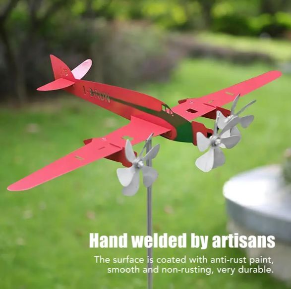 【新品】赤いサボイア マルケッティの風車 風見鶏 飛行機 プロペラ ガーデン装飾 オーナメント拍卖