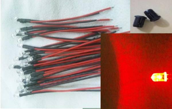 24v 配線加工済5mmLEDレッド50本 送料無料拍卖
