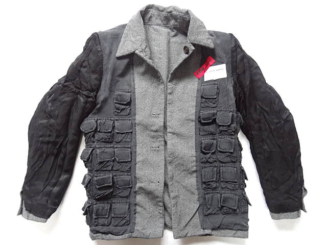ジェネラルリサーチ 90S 初期 パラサイト ハンティング サファリ ごま塩 黒シャン ウール 生地 テーラード ジャケット ポケット オールド 拍卖