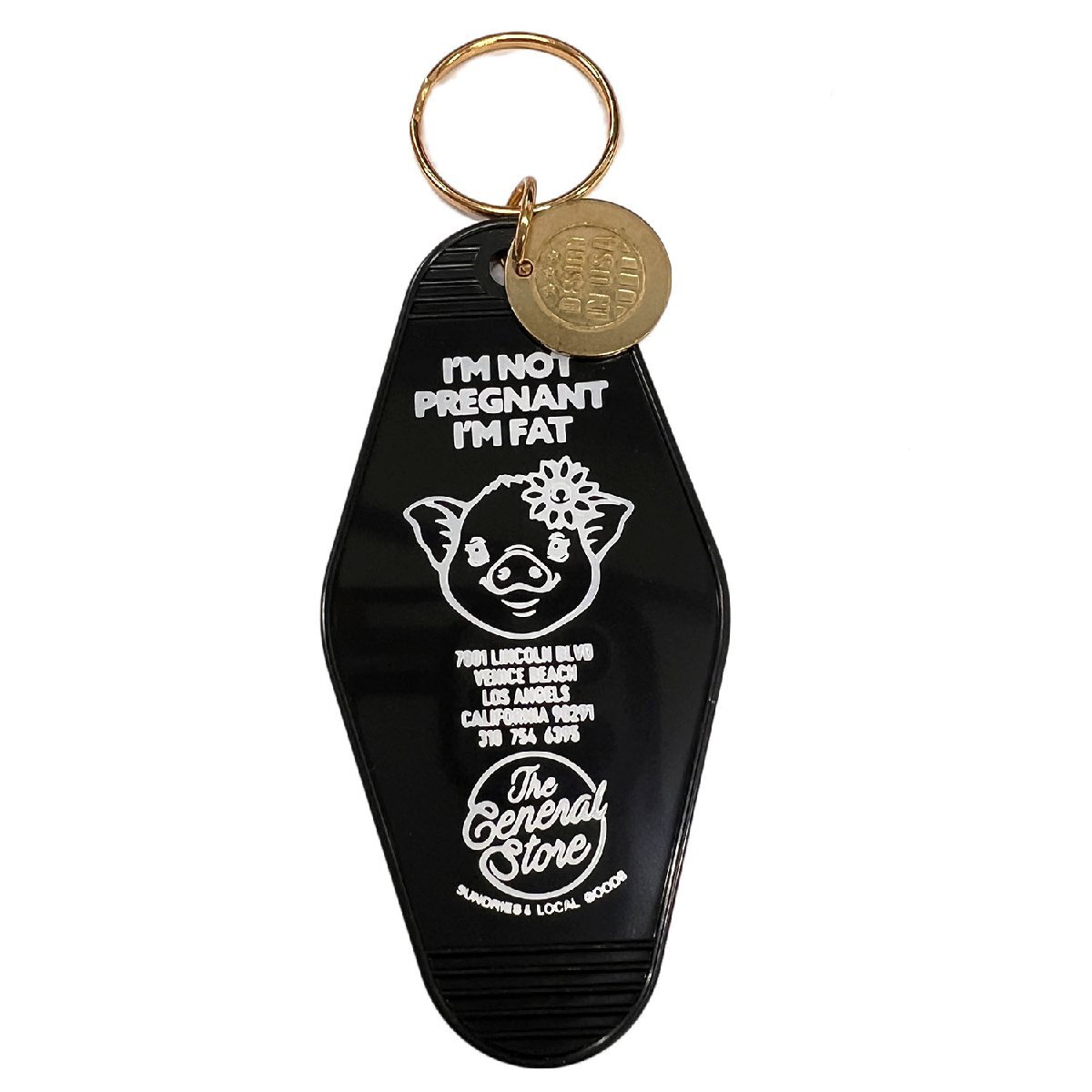 ◆送料\140◆【モーテルキーホルダー】※《I'M NOT PREGNANT I'M FAT / ブラック》 ブタ ホテル キータグ キーホルダー拍卖