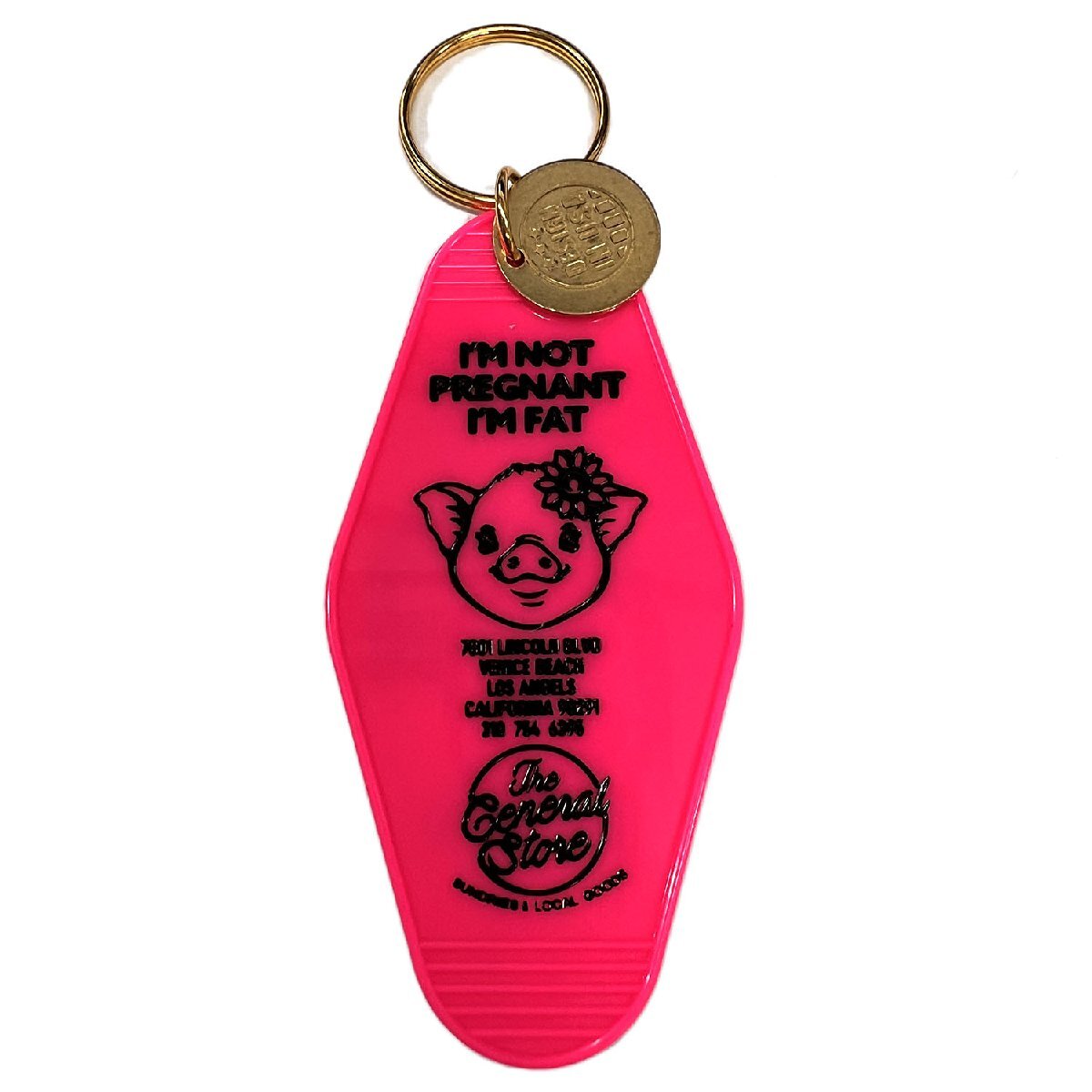 ◆送料\140◆【モーテルキーホルダー】※《I'M NOT PREGNANT I'M FAT / ピンク》 ブタ ホテル キータグ キーホルダー拍卖