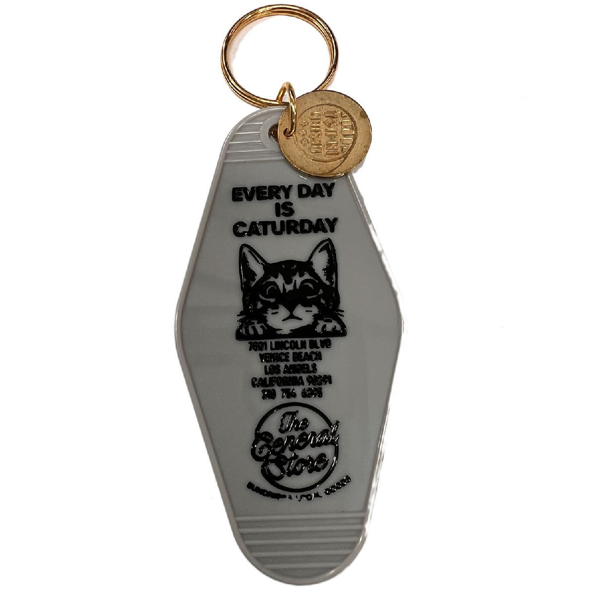 ◆送料¥140◆【モーテルキーホルダー】※《EVERYDAY IS CATURDAY / グレー》 猫 ホテル キータグ キーホルダー拍卖