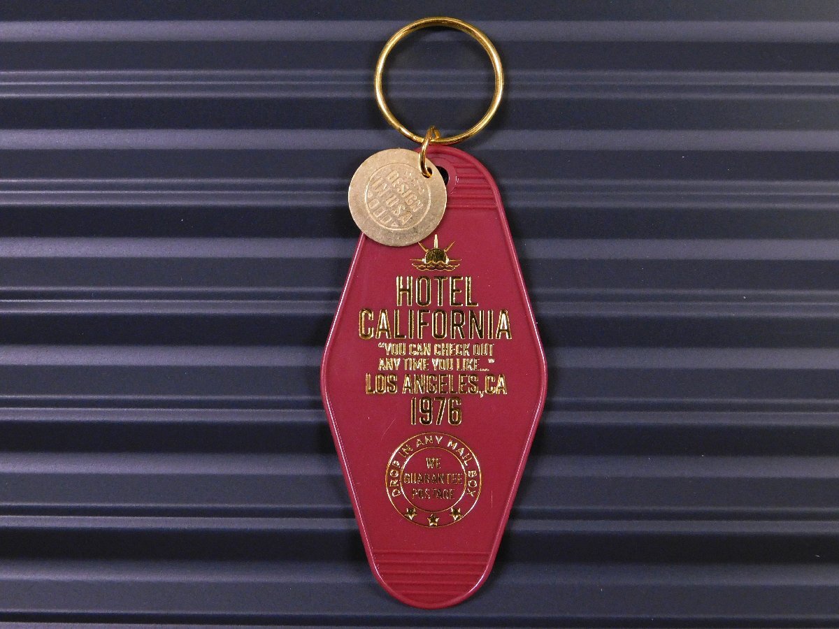 ◆送料\140◆【モーテルキーホルダー】※《HOTEL CALIFORNIA / ワイン×ゴールド》 カリフォルニア ホテル キータグ キーホルダー拍卖