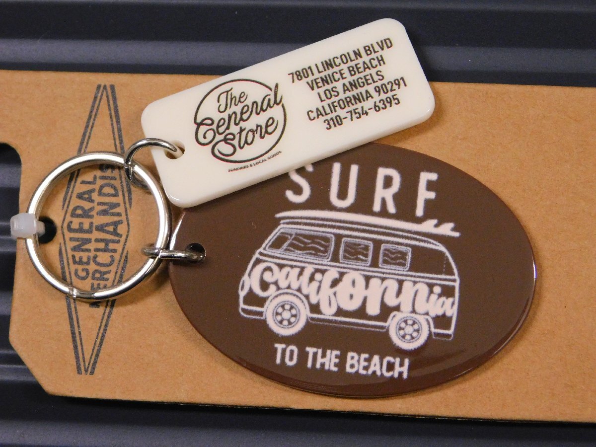 ◆送料\140◆【ビンテージ風アクリルキーホルダー】※《SURF CALIFORNIA / ブラウン》 キータグ キーホルダー ワーゲンバス拍卖