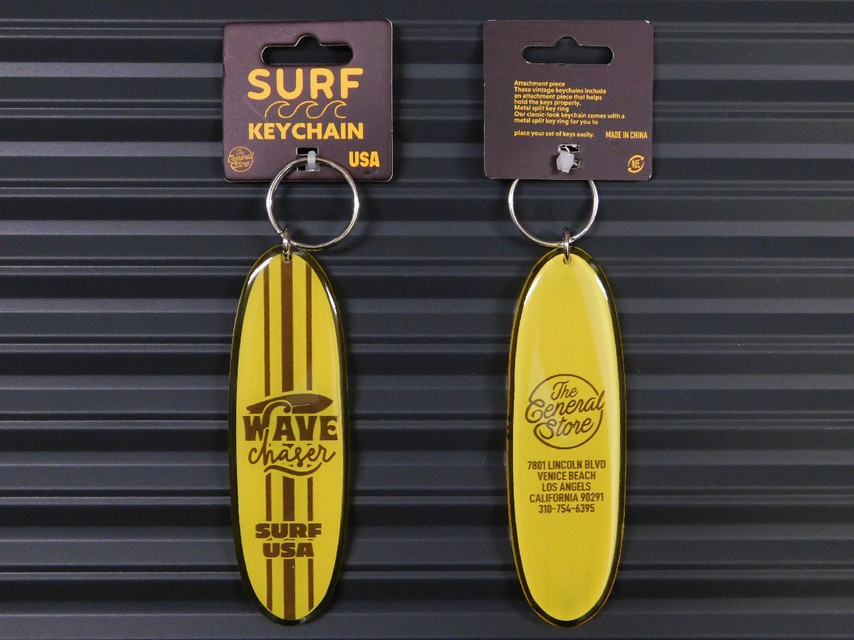 ◆送料\140◆【サーフキーチェーン】※《WAVE / イエロー》 サーフボード アクリル キーホルダー拍卖