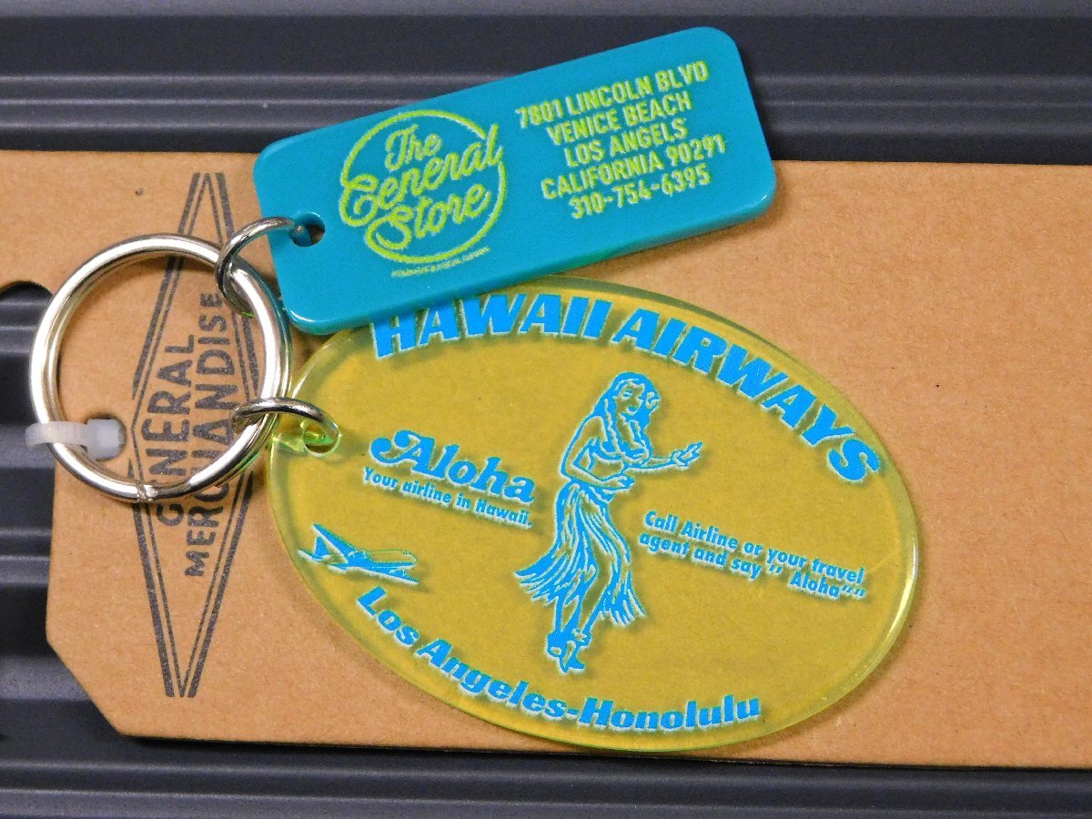 ◆送料\140◆【ビンテージ風アクリルキーホルダー】※《HAWAII AIRWAYS・ハワイ航空 / クリアーイエロー》 キータグ キーホルダー拍卖