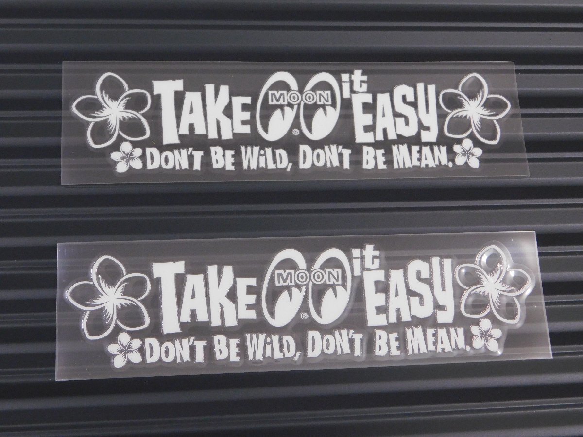 ◆送料\110◆【MOONEYES・ムーンアイズ】※《TAKE it EASY ステッカー・ホワイト / 2枚セット》 DM215WD 転写式 抜きタイプ拍卖