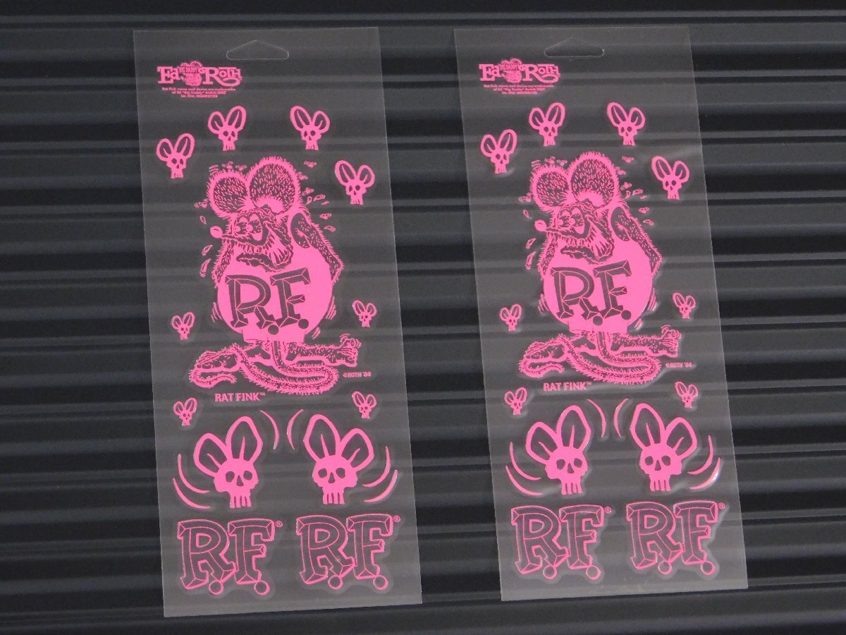 ◆送料\110◆【Rat Fink・ラットフィンク】※《スカルフライデカール・ピンク / 2枚セット》 RDF035PK ムーンアイズ 転写式拍卖