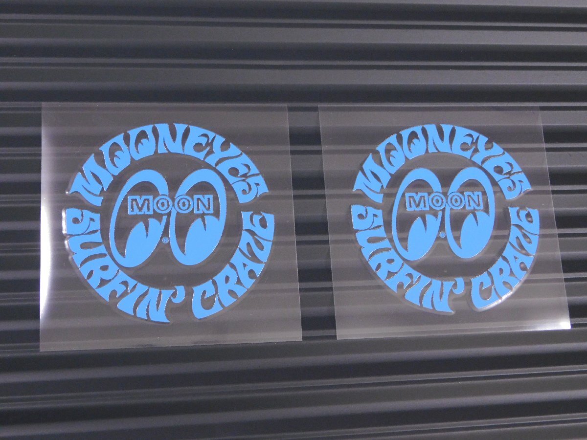 ◆送料\110◆【MOONEYES・ムーンアイズ】※《サーフィンクレイズステッカー・ブルー / 2枚セット》 DM138BL 転写式 抜きタイプ拍卖