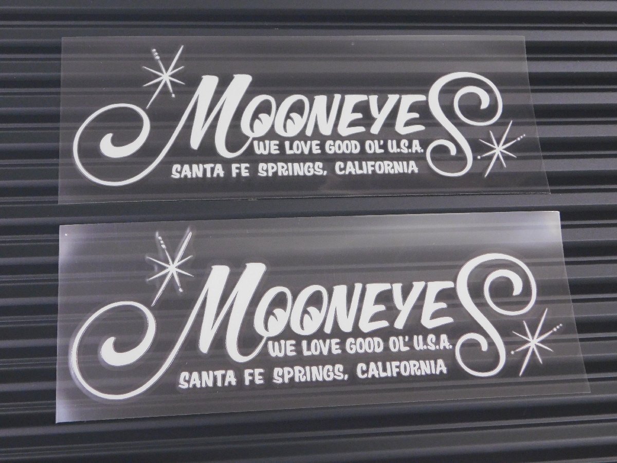◆送料\140◆【MOONEYES・ムーンアイズ】※《ロゴ抜きステッカー・ホワイト / 2枚セット》 DM189WH 転写式 抜きタイプ拍卖