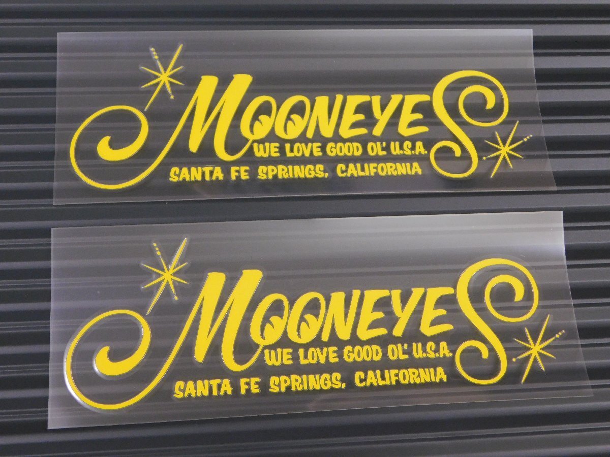 ◆送料\110◆【MOONEYES・ムーンアイズ】※《ロゴ抜きステッカー・イエロー / 2枚セット》 DM189YE 転写式 抜きタイプ拍卖